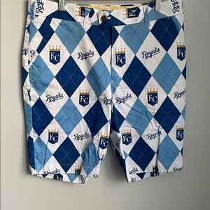 Loudmouth Kansas City Royals Blue and White Argyle Men's Golf Shorts Size 34